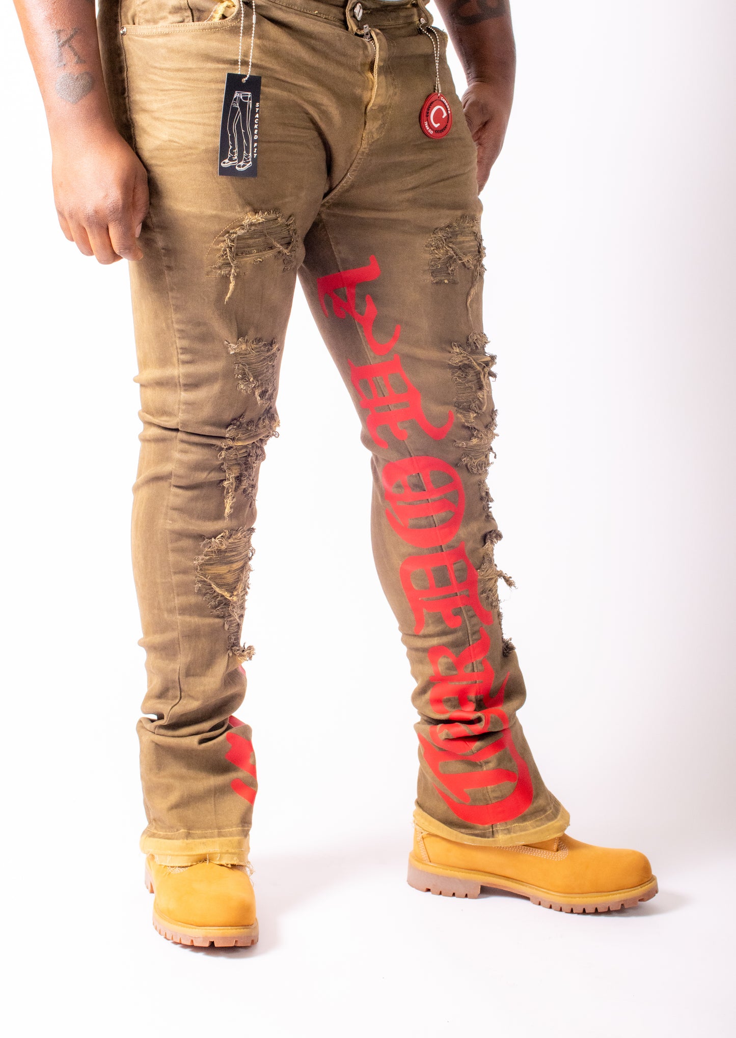 Old English Stacked Flared Jeans